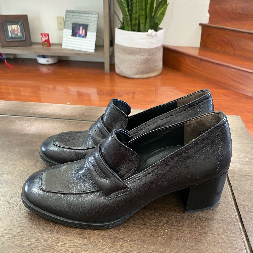 New Paul Green Nero Penny Loafer Pump In Soft Black Leather Size Us6/Uk4